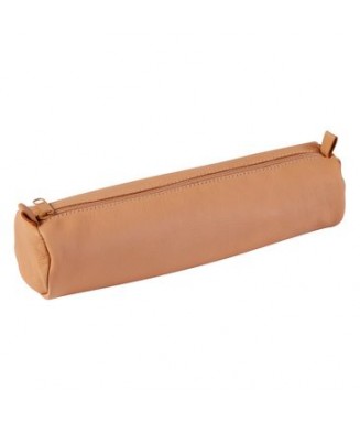 Trousse ronde cuir naturel