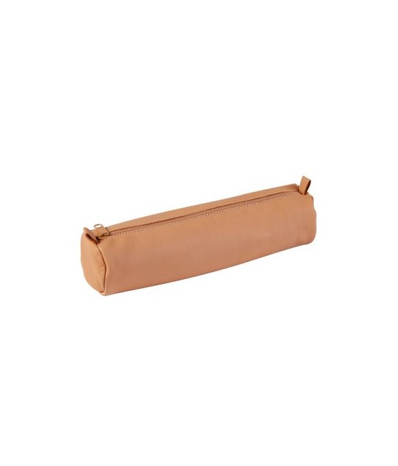 Trousse ronde cuir naturel