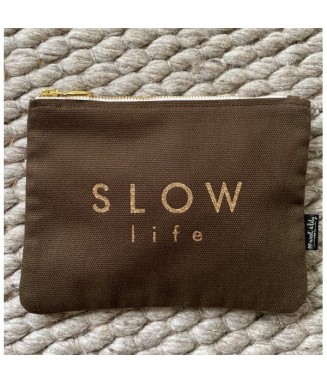 Trousse - chocolat- " SLOW LIFE "