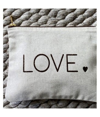 Trousse en lin-coton " love "