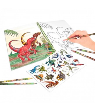 Dino World - Album à colorier avec crayons de couleurs