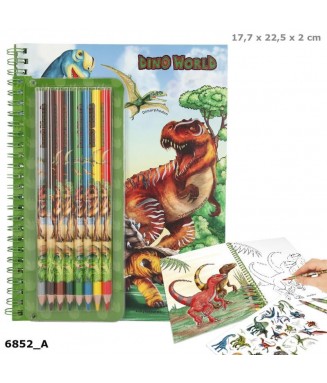 Dino World - Album à colorier avec crayons de couleurs