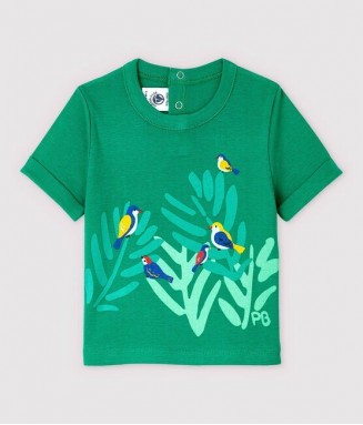 T-shirt MC - vert  oiseaux - 18 mois
