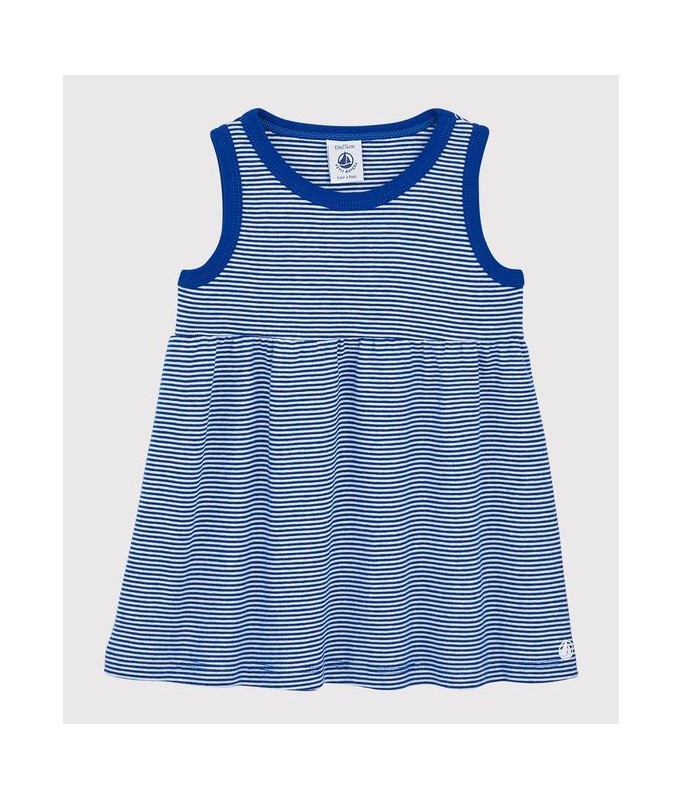 Robe Rayee Bleue Sans Manches En Cote Bebe Fille 6 Mois La Folle Idee