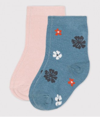 2 paires de chaussettes bleues et roses