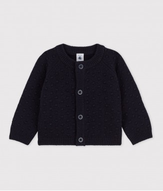 Cardigan bébé en tricot en laine et coton - smoking