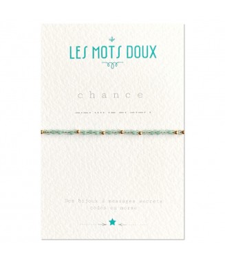 Bracelet code morse pastel "Chance" vert d'eau / argent