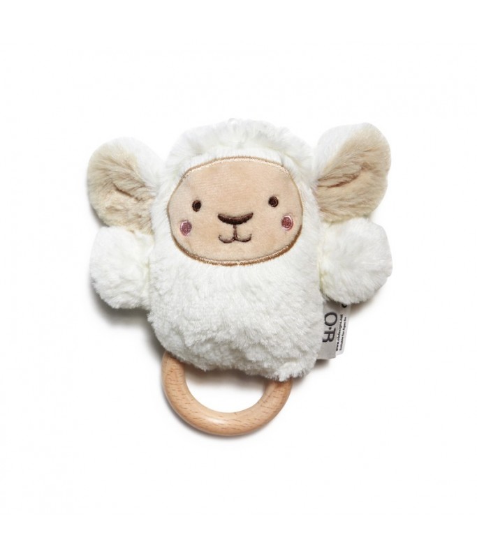 Hochet mouton avec anneau bois Blanc