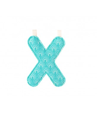 Lettre X - Turquoise / moutarde