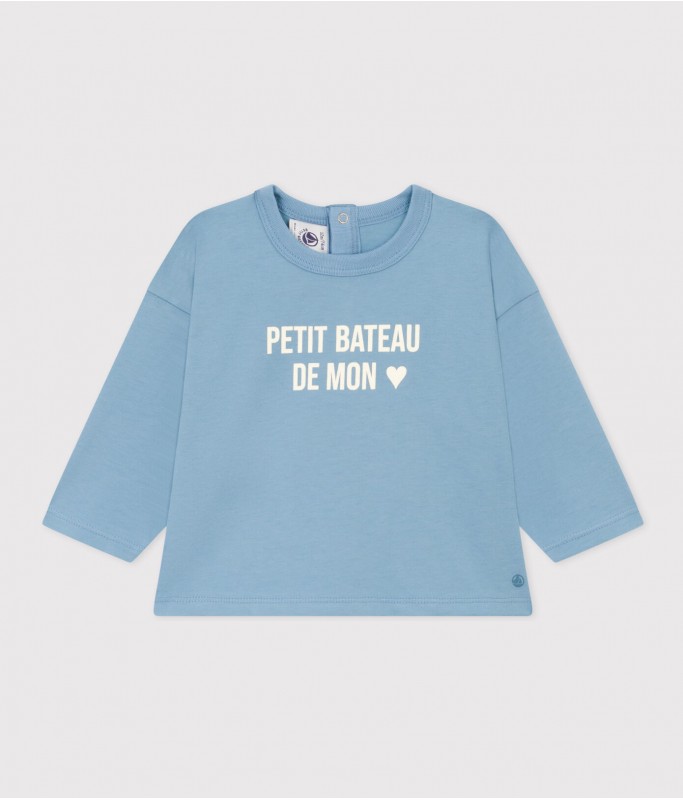T-shirt ML - Bleu "Petit Bateau de mon coeur'