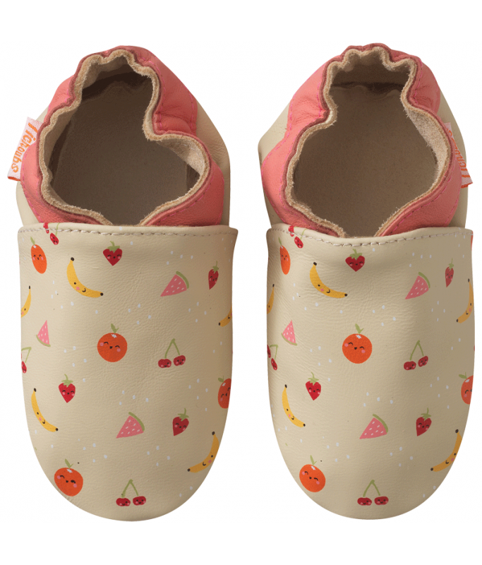 Chaussons bébé en cuir souple - Lizzie les fruits