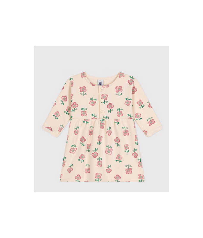 Robe ML - grandes fleurs beiges