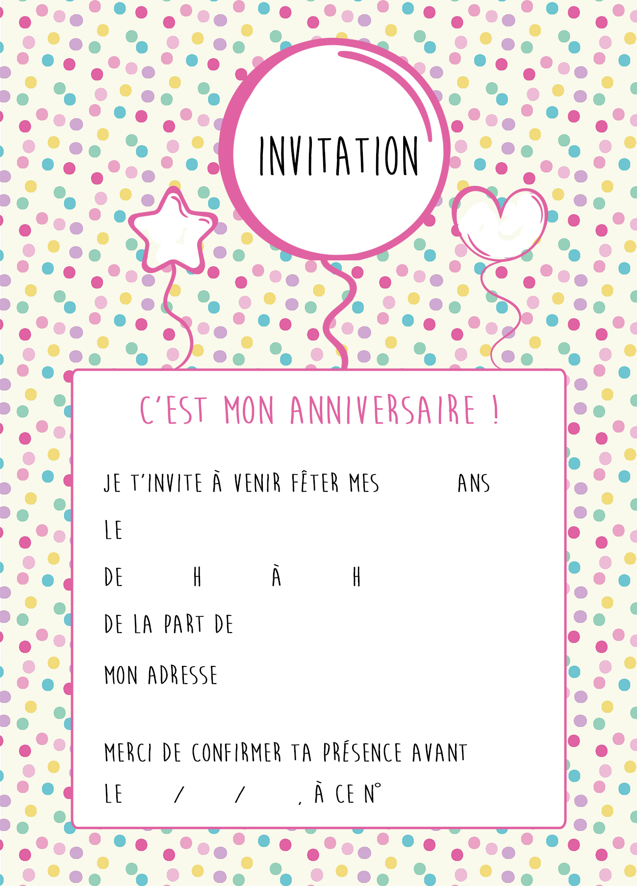 Carte D Invitation Anniversaire Ballons La Folle Idee