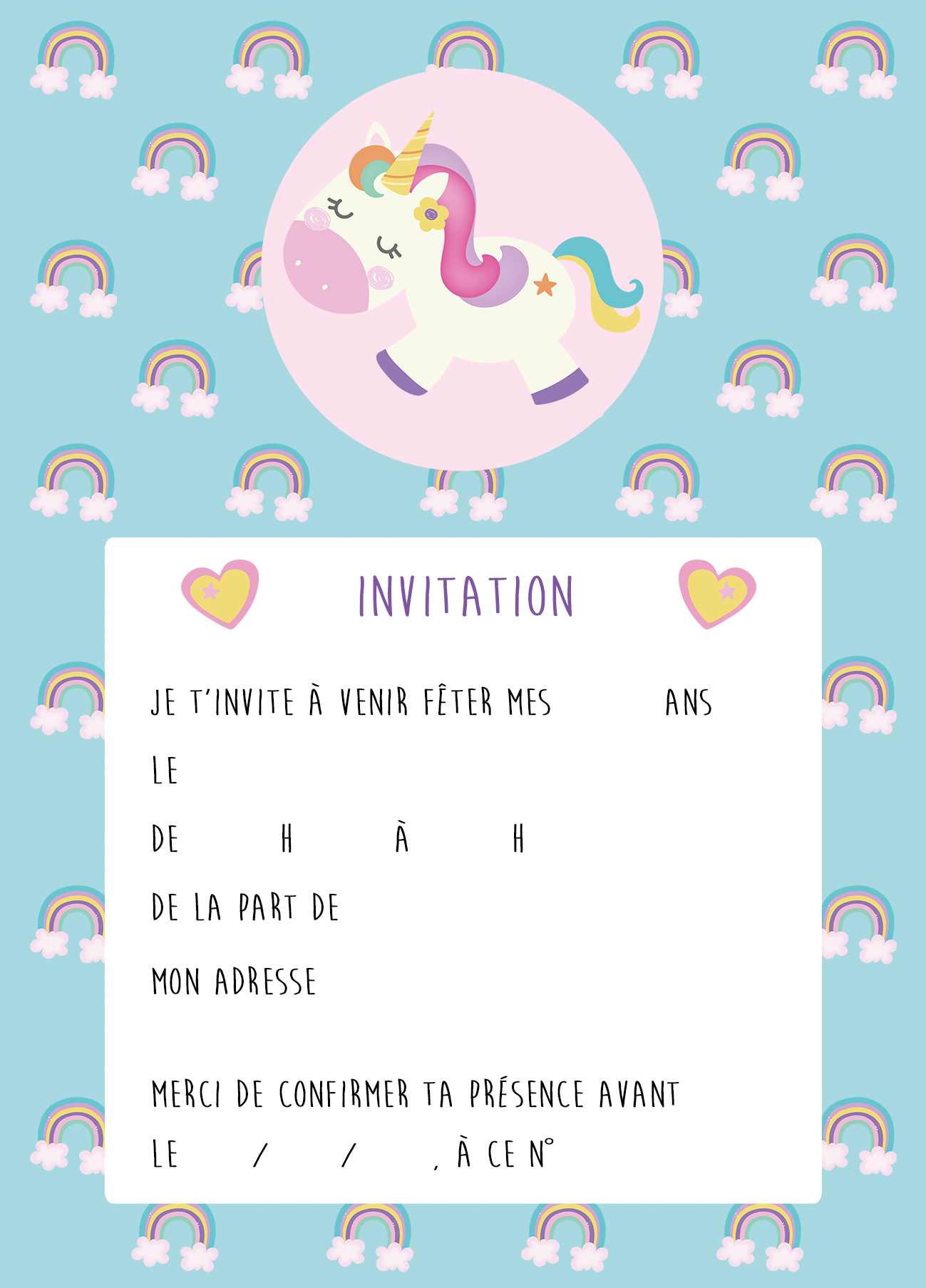 Carte D Invitation Anniversaire Licorne La Folle Idee Carte D Invitation Anniversaire Licorne La Folle Idee