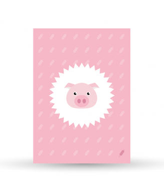 Carte Postale Cochon - rose