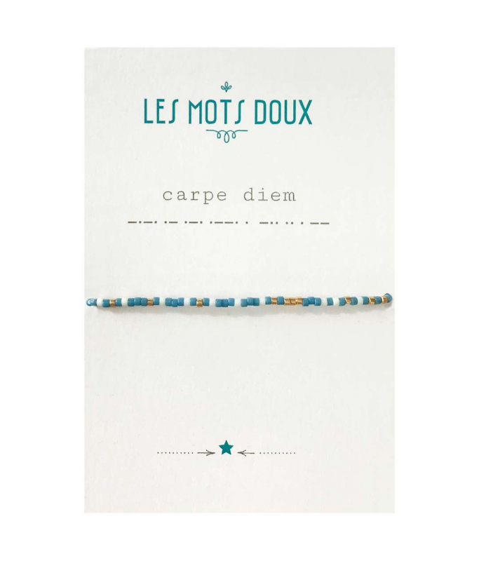 Bracelet femme "carpe diem" bleu/doré