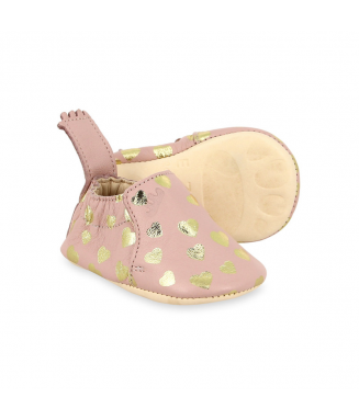Chaussons BLUMOO LOVELY Rose Baba/Or - 6/12 mois