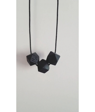 Collier Silicone 3 perles - Noir