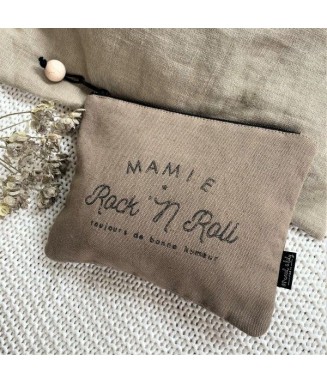 Trousse en lin-coton "Mamie Rock'N Roll" 